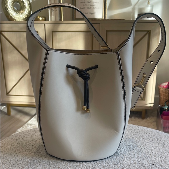 Tory Burch Cream Calf Leather Bucket Bag